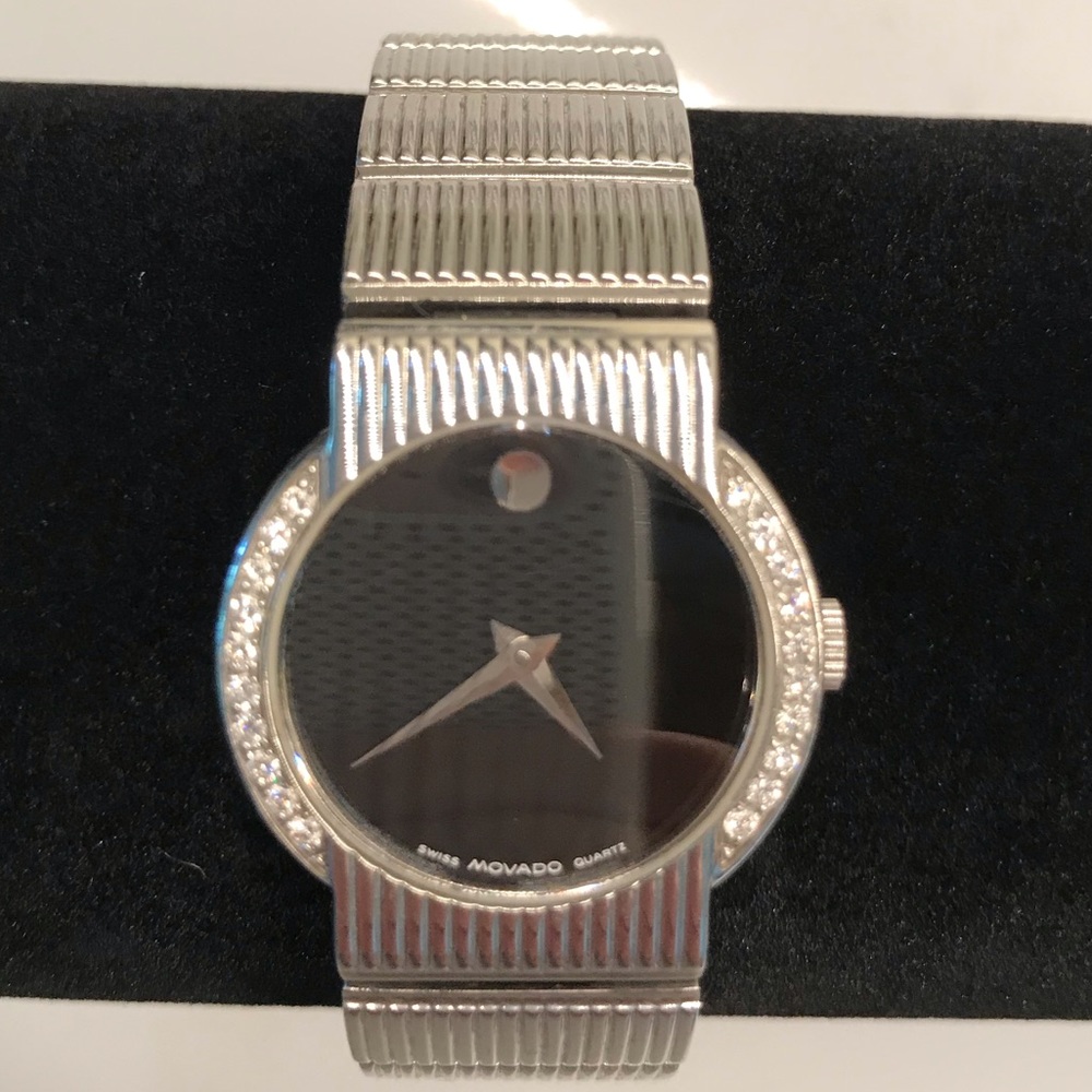 Ladies Movado stainless steel w/ diamond watch